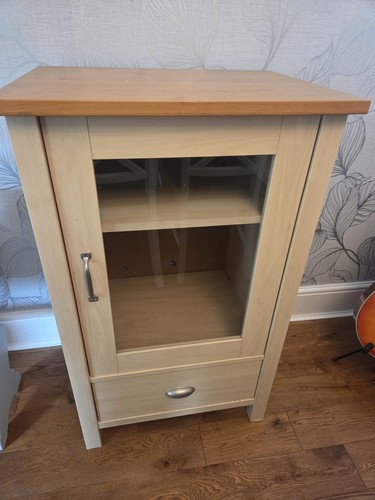 Beige wood glass display - wood,