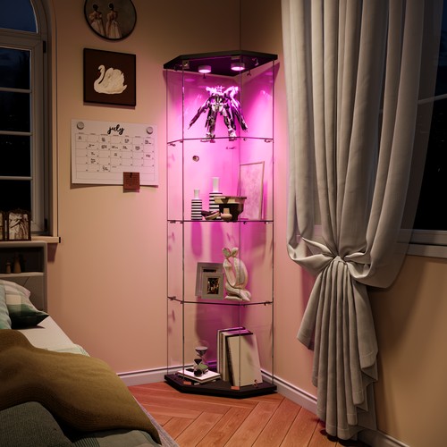 Corner glass display cabinet - glass,