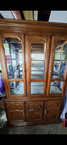 Brown wood glass display - wood,