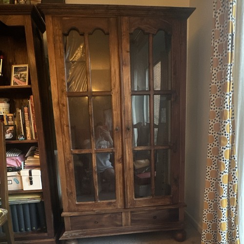 Wood glass display cabinet - wood, &