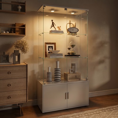 Glass display with - display,