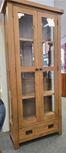 Glass display cabinet - , oak