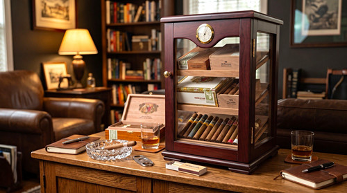 Wood glass display cigar - wood,
