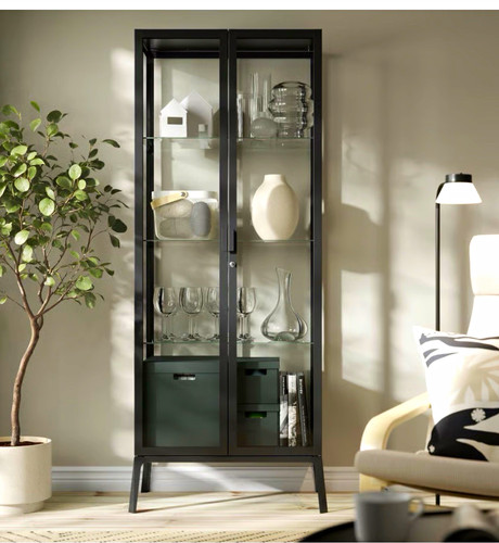 Black metal glass display - black,