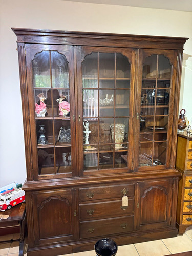 Brown wood glass display - wood,