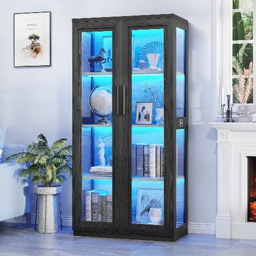 Tier curio cabinet with led - 4-tier,