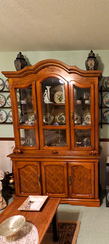 Oak glass fronted display - glass,