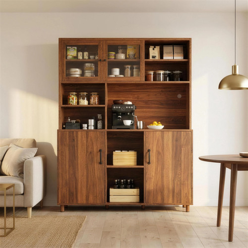 Walnut glass display cabinet - walnut,