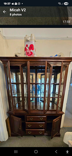 Brown wood glass front display - brown,