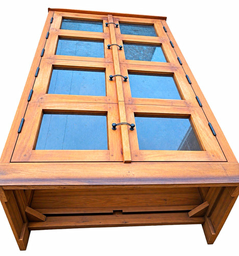 Brown wood glass display - &,